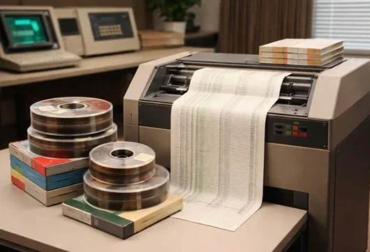 Umzug in die Uhlandstraße und Technik-Update: VAX-Systeme, Magnetbänder und Printronix-Drucker & Start des CATI-Studios in Frankfurt